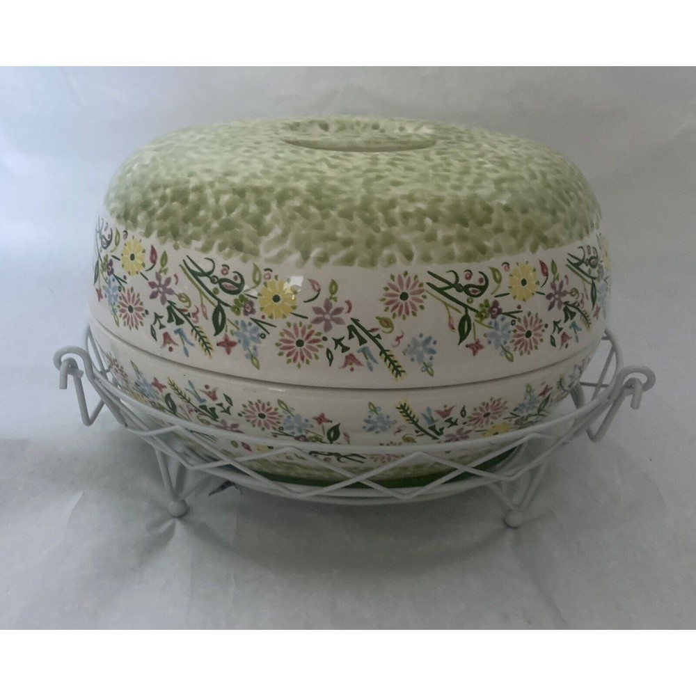 Temp-tations By Tara BOUQUET Easter EGG Baking DISH Casserole Bowl Wire Basket